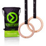 Anneaux de gymnastique en bois 28 mm &ndash; Comprend des sangles r&eacute;glables et un sac de transport | StreetGains&reg;