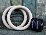 Anneaux de gymnastique en bois 28 mm – Comprend des sangles réglables et un sac de transport | StreetGains®_